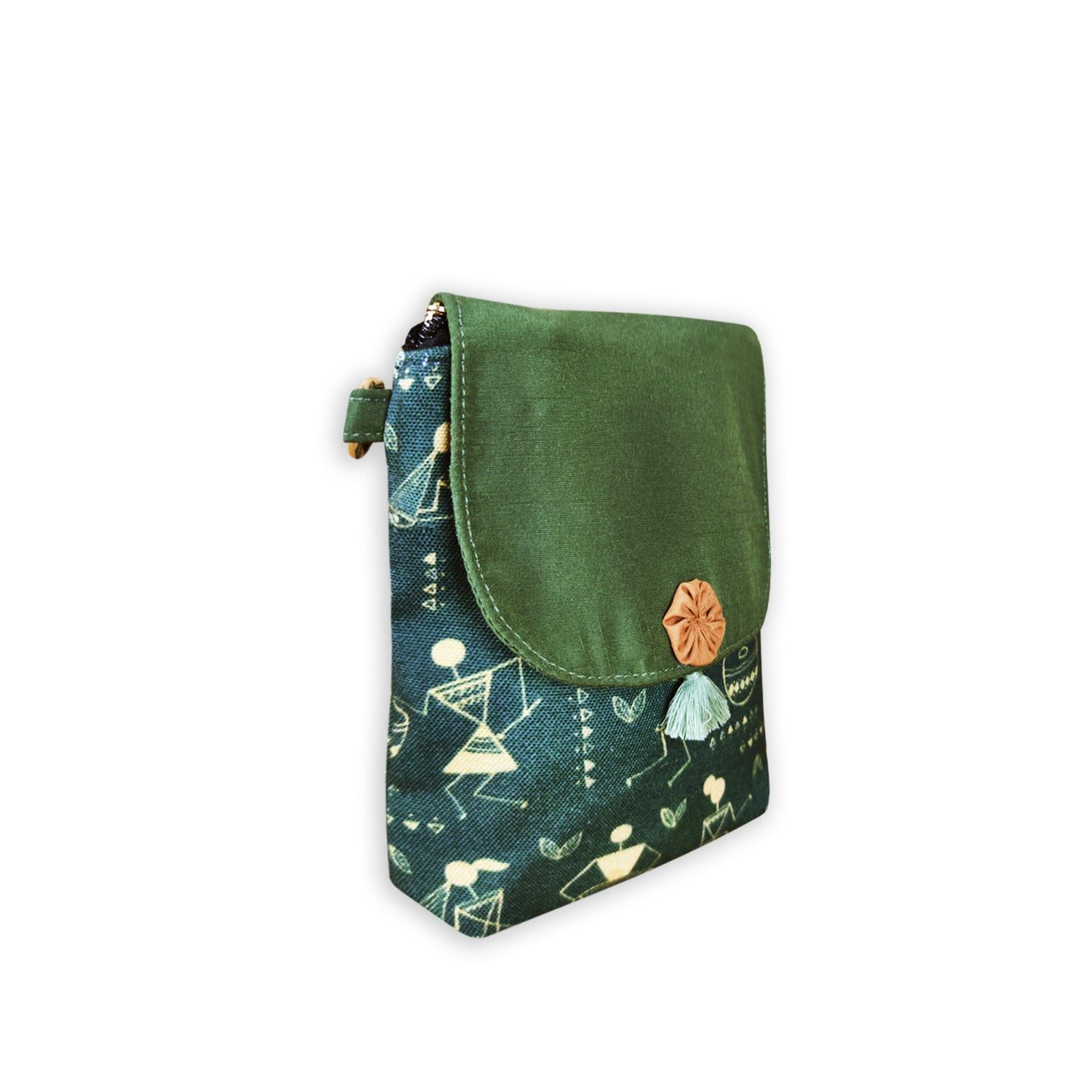 Warli Mobile Sling Bag-Green