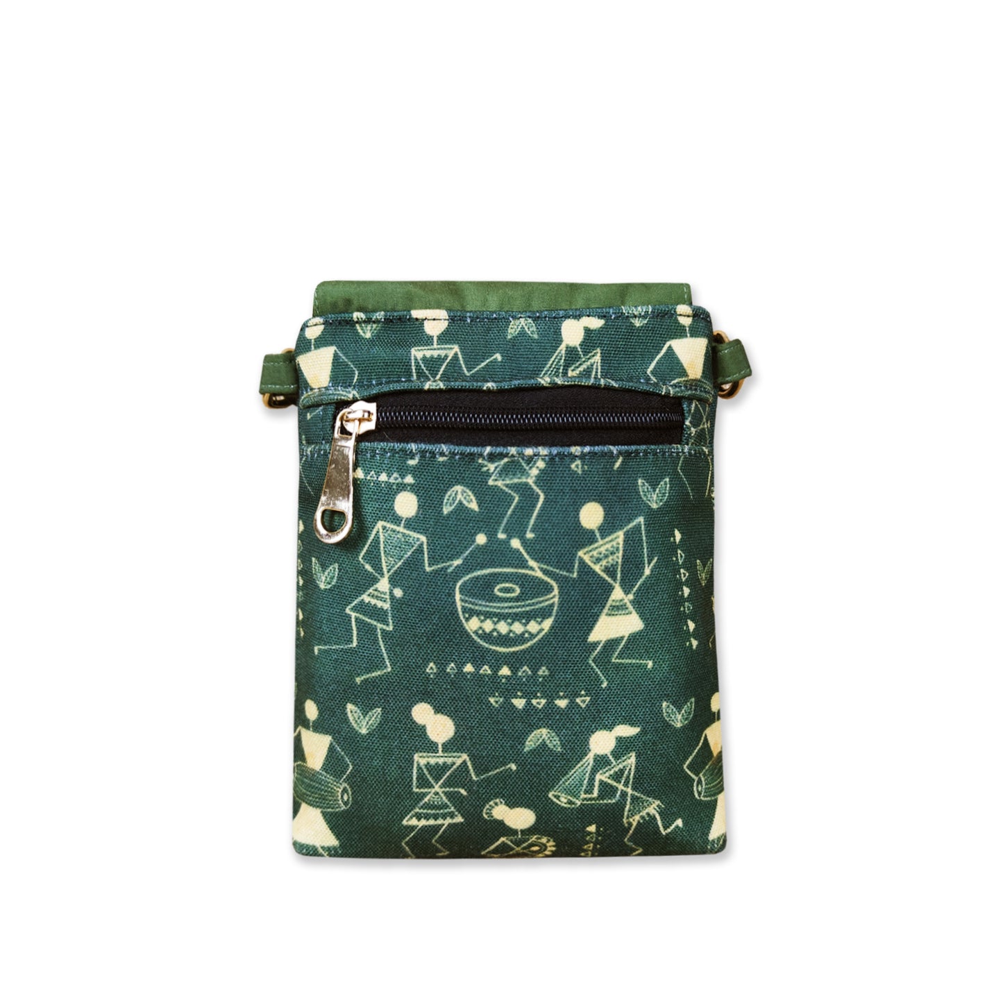 Warli Mobile Sling Bag-Green