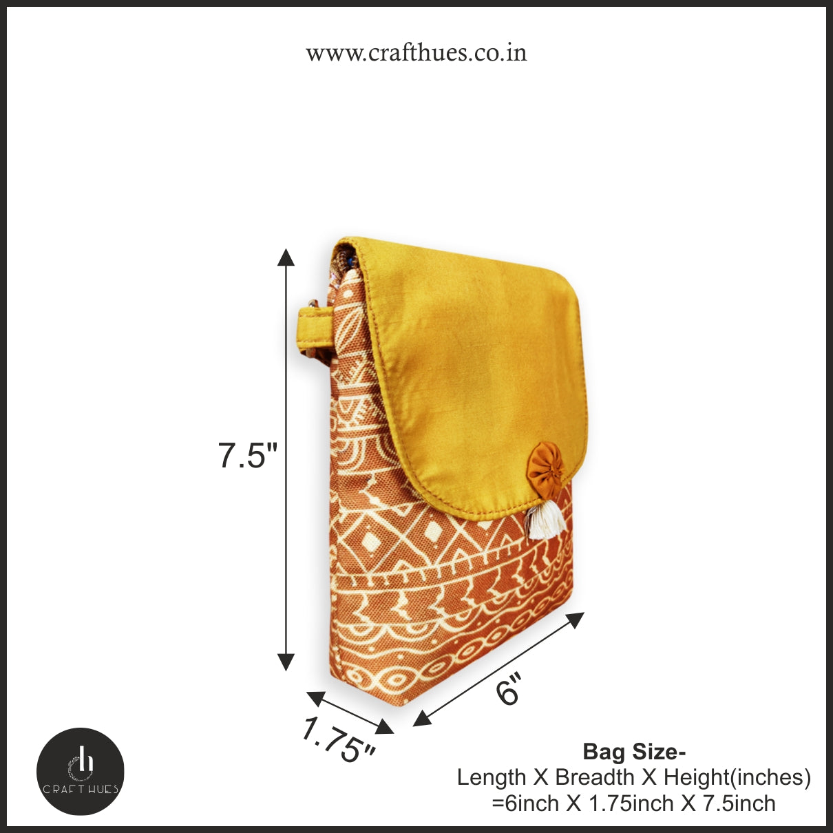 Warli Mobile Sling Bag-Mustard