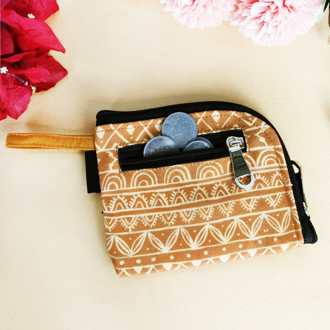 Curve Mini Wallet- Mustard Warli