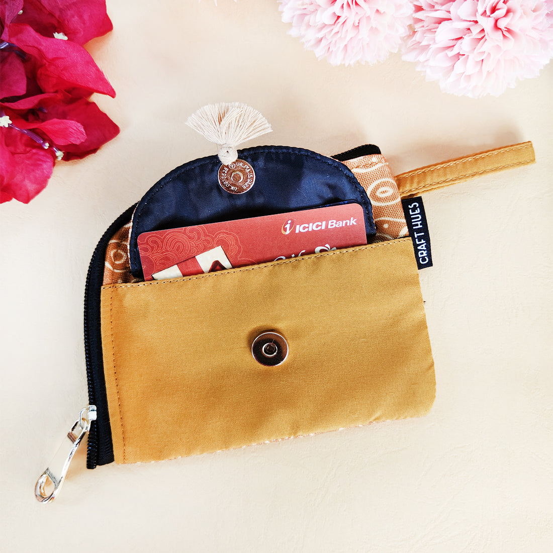 Curve Mini Wallet- Mustard Warli