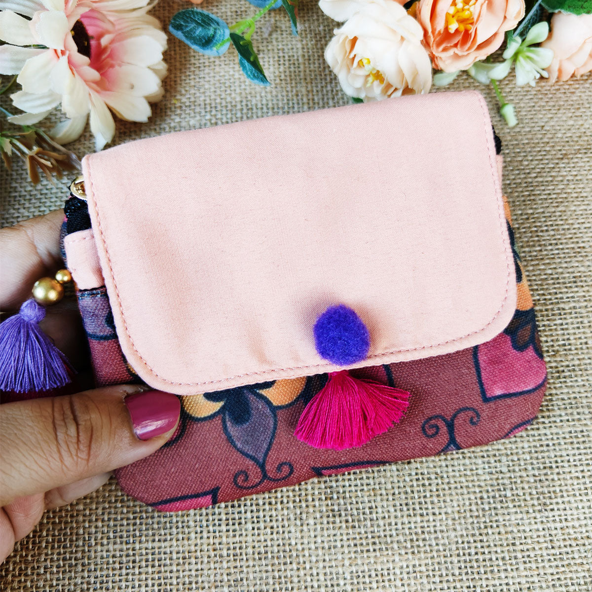Pink-Peach Kollam Mini Wallet