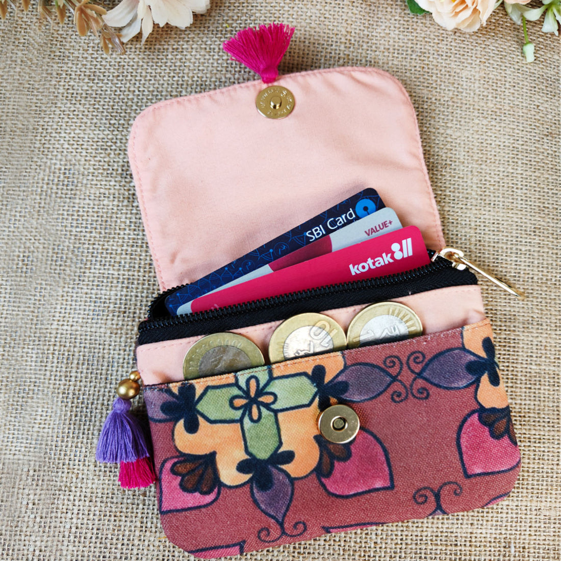 Pink-Peach Kollam Mini Wallet