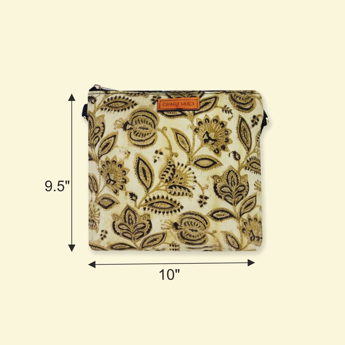 Block-Printed Golden Garden Sling Bag