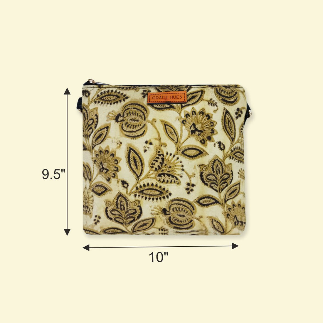 Block-Printed Golden Garden Sling Bag