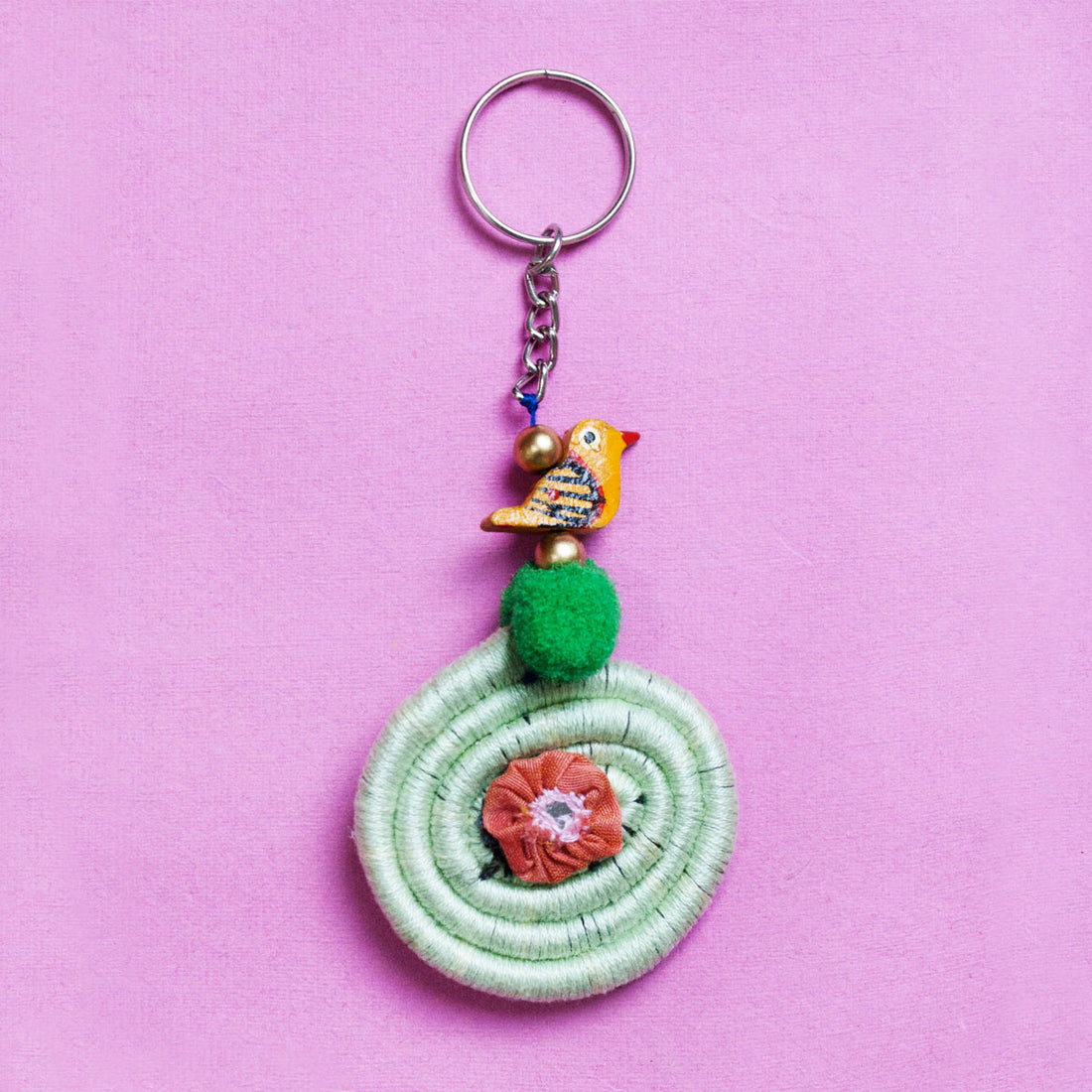 Sea Green Spiral Key ring/Bag Charm
