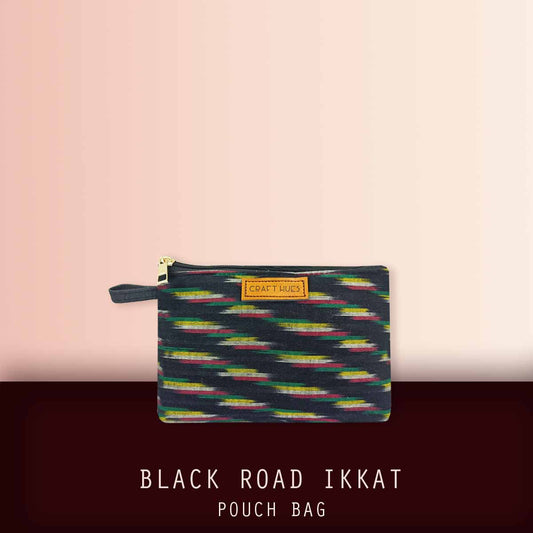 Black Road Ikkat Pouch Bag