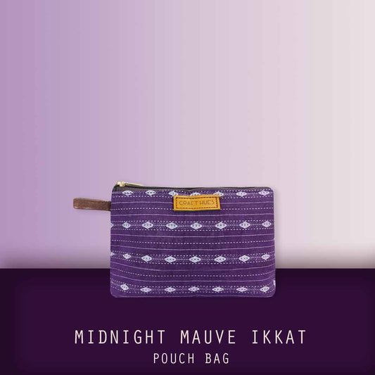 Midnight Mauve Ikkat Pouch Bag