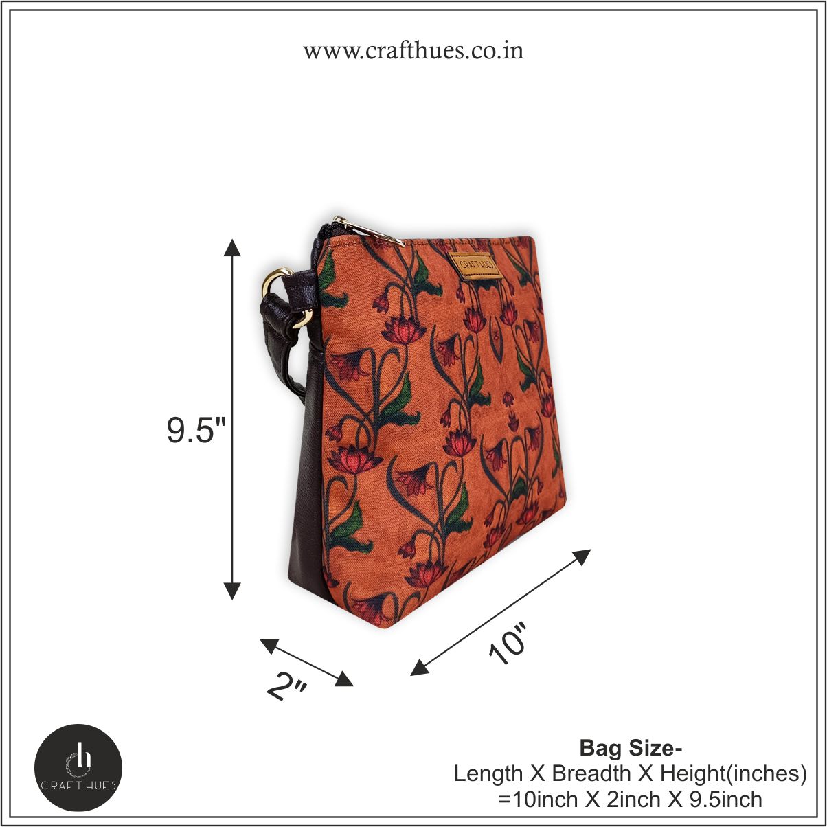 Brown Lotus Art Nouveau Sling Bag