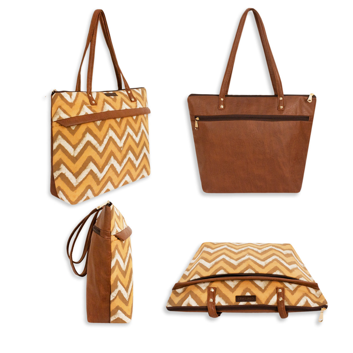 Yellow Zig-Zag Tote/Pouch Combo
