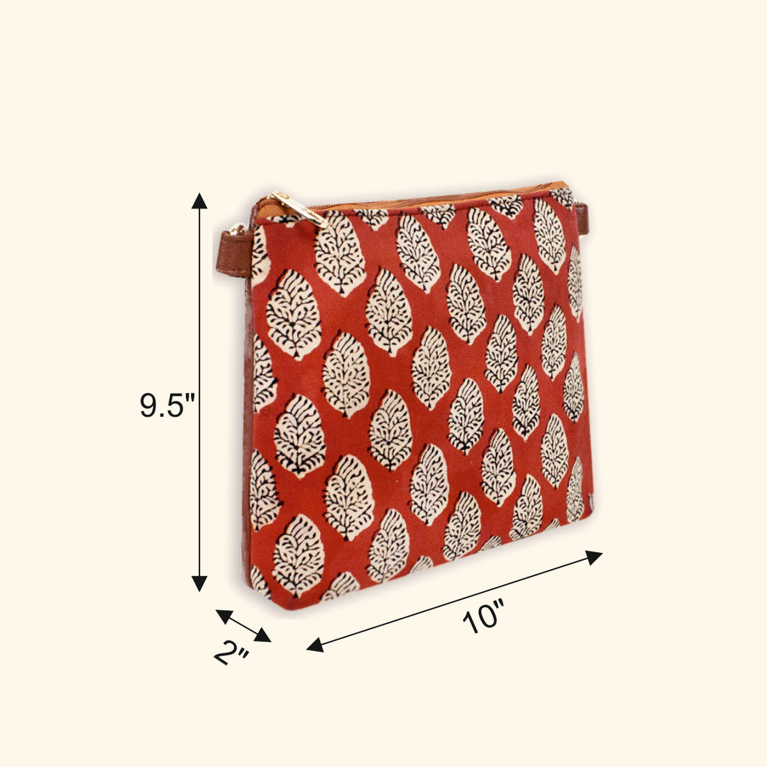 Block-Printed Red Buti Sling Bag