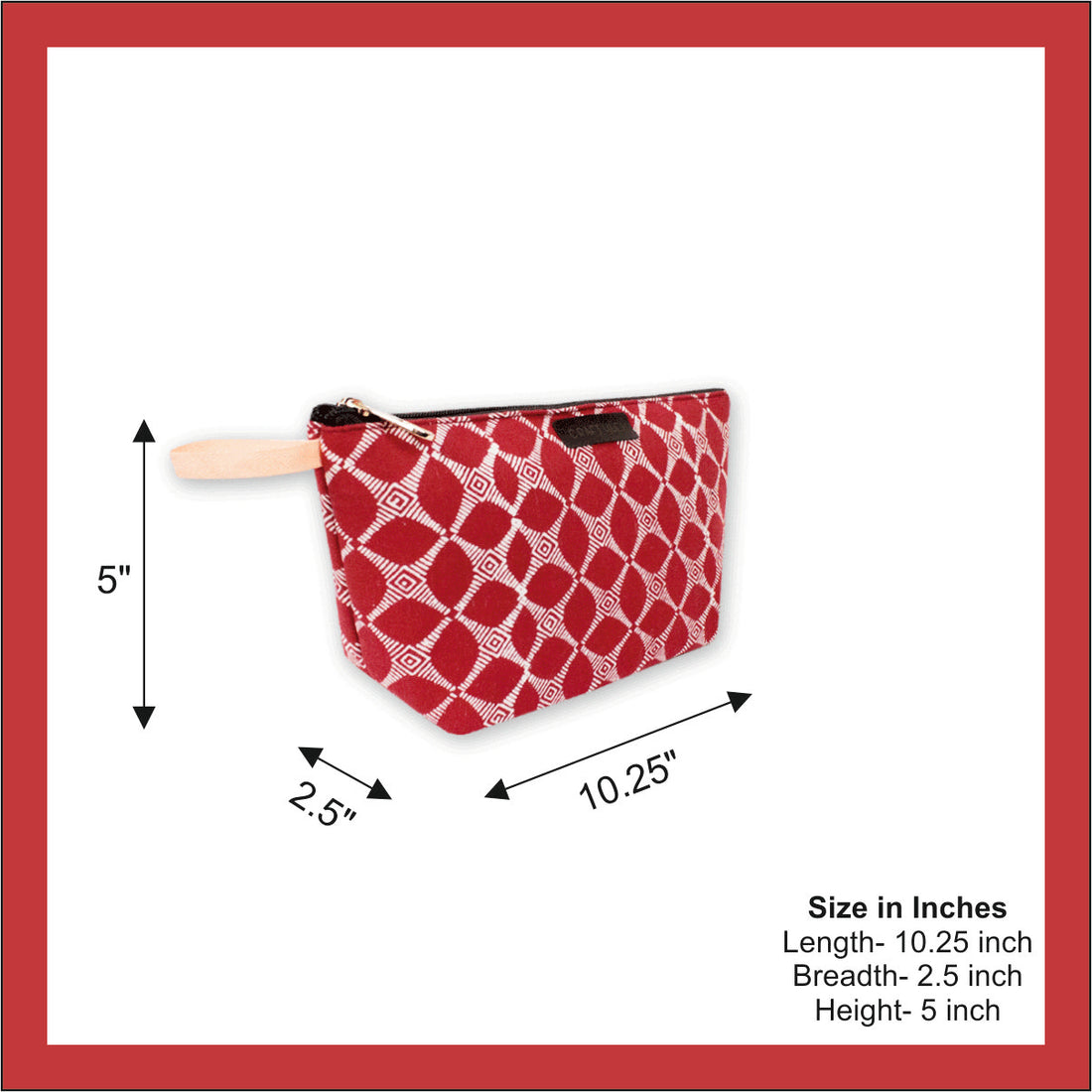 Red Petals Block Printed Pouch