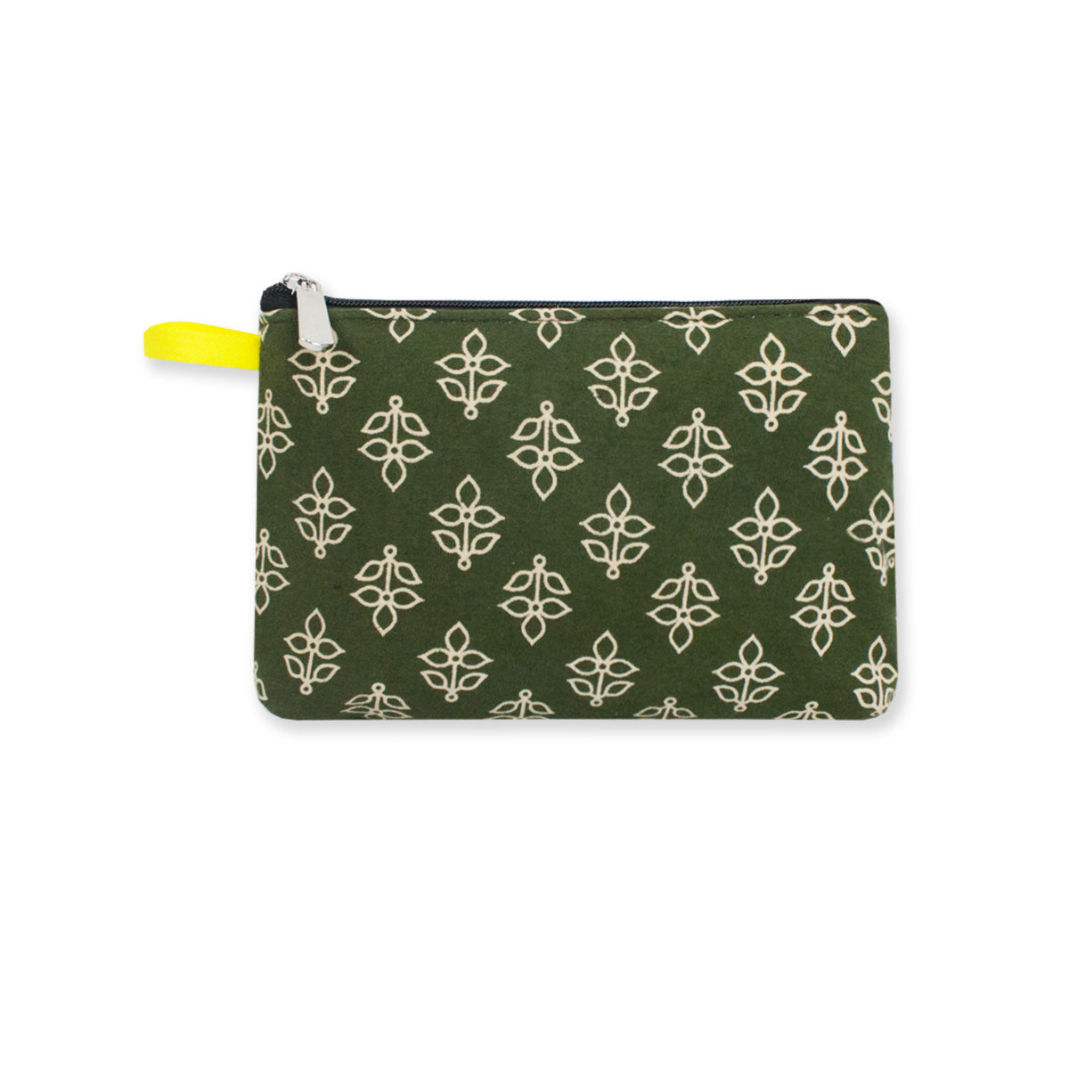 Green Leaves Block Printed Pouch