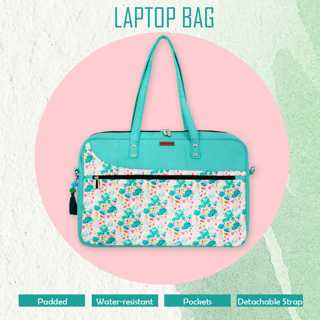 Aqua Floral Laptop Bag