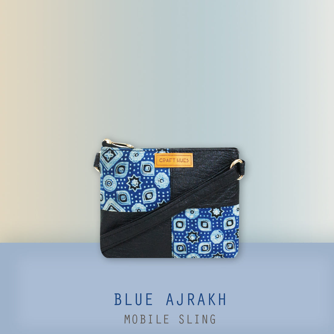 Blue Ajrakh Mobile Sling Bag