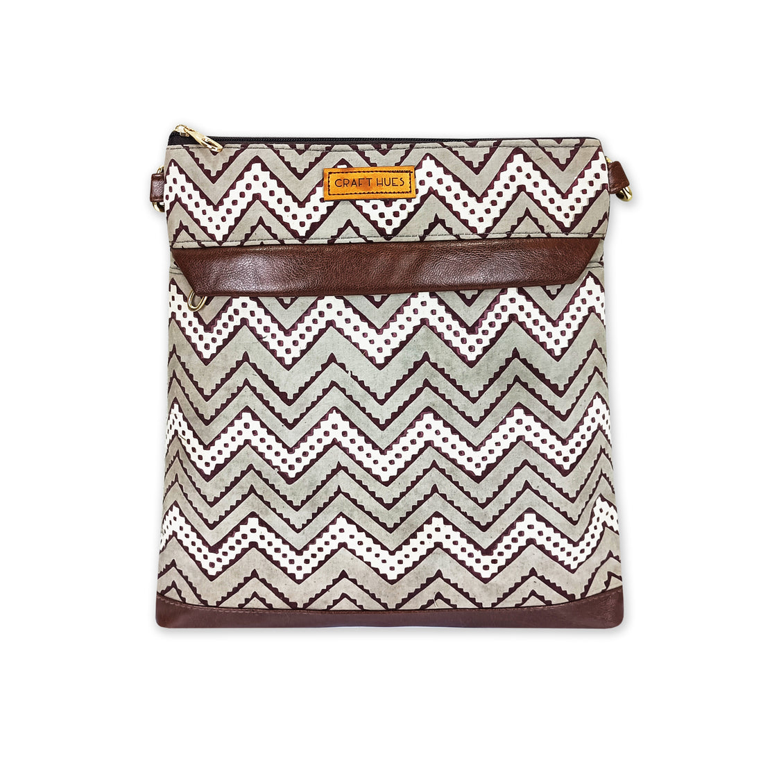 Brown Zig-zag Messenger Bag