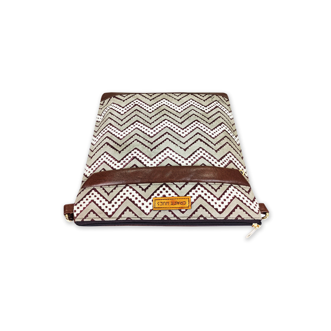 Brown Zig-zag Messenger Bag