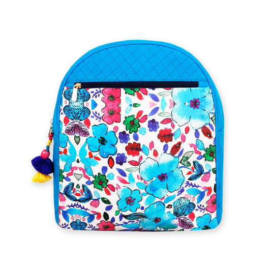 Printed Backpack- Blue Garden