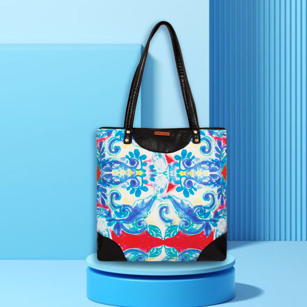 Blue Paisley Printed Tote Bag