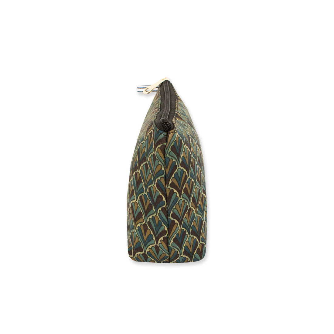 Bottle Green Block Printed Pouch