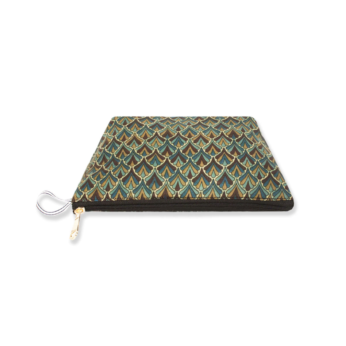 Bottle Green Block Printed Pouch