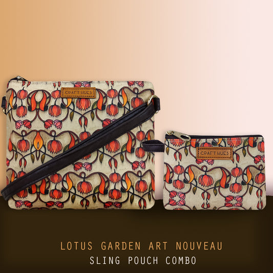 Lotus Garden Art Nouveau Sling Pouch Combo