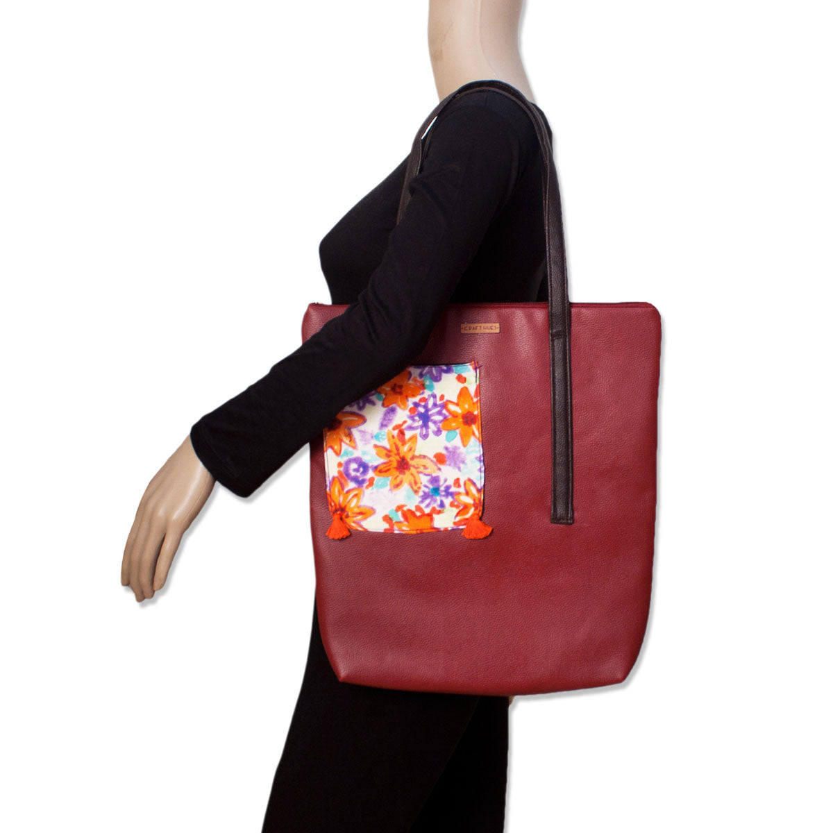Red Rose Small Pocket Tote