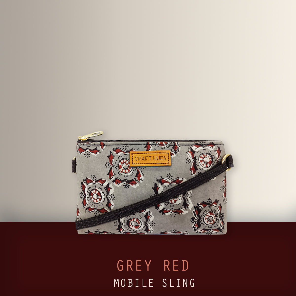 Grey Red Mobile Sling Bag