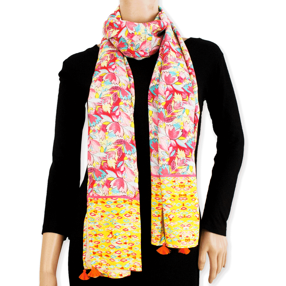 Pink Floral Stole & Pouch Combo