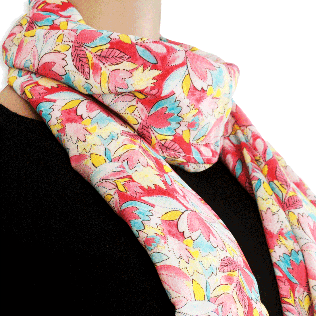 Pink Floral Stole & Pouch Combo