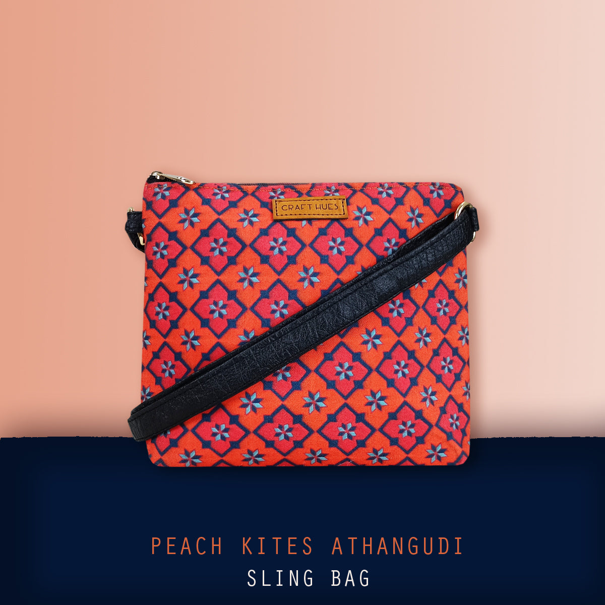 Peach Kites Tiles Sling Bag
