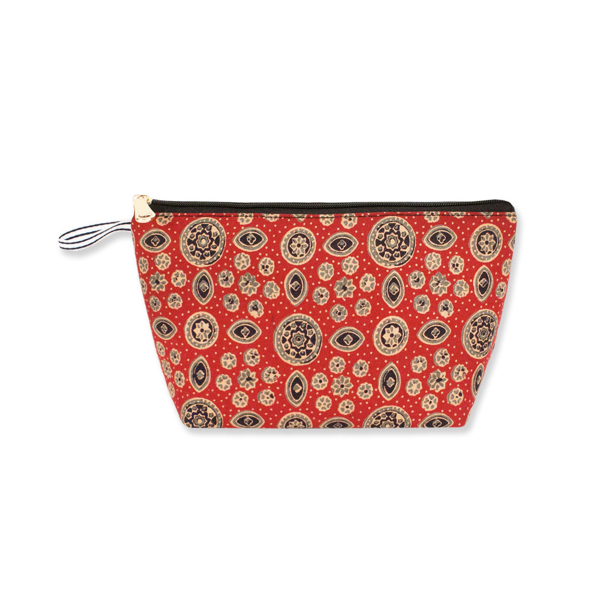 Red Ajrakh Block Printed Pouch
