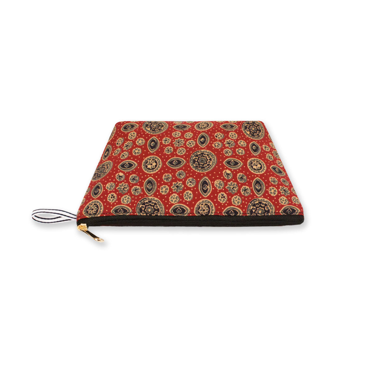 Red Ajrakh Block Printed Pouch