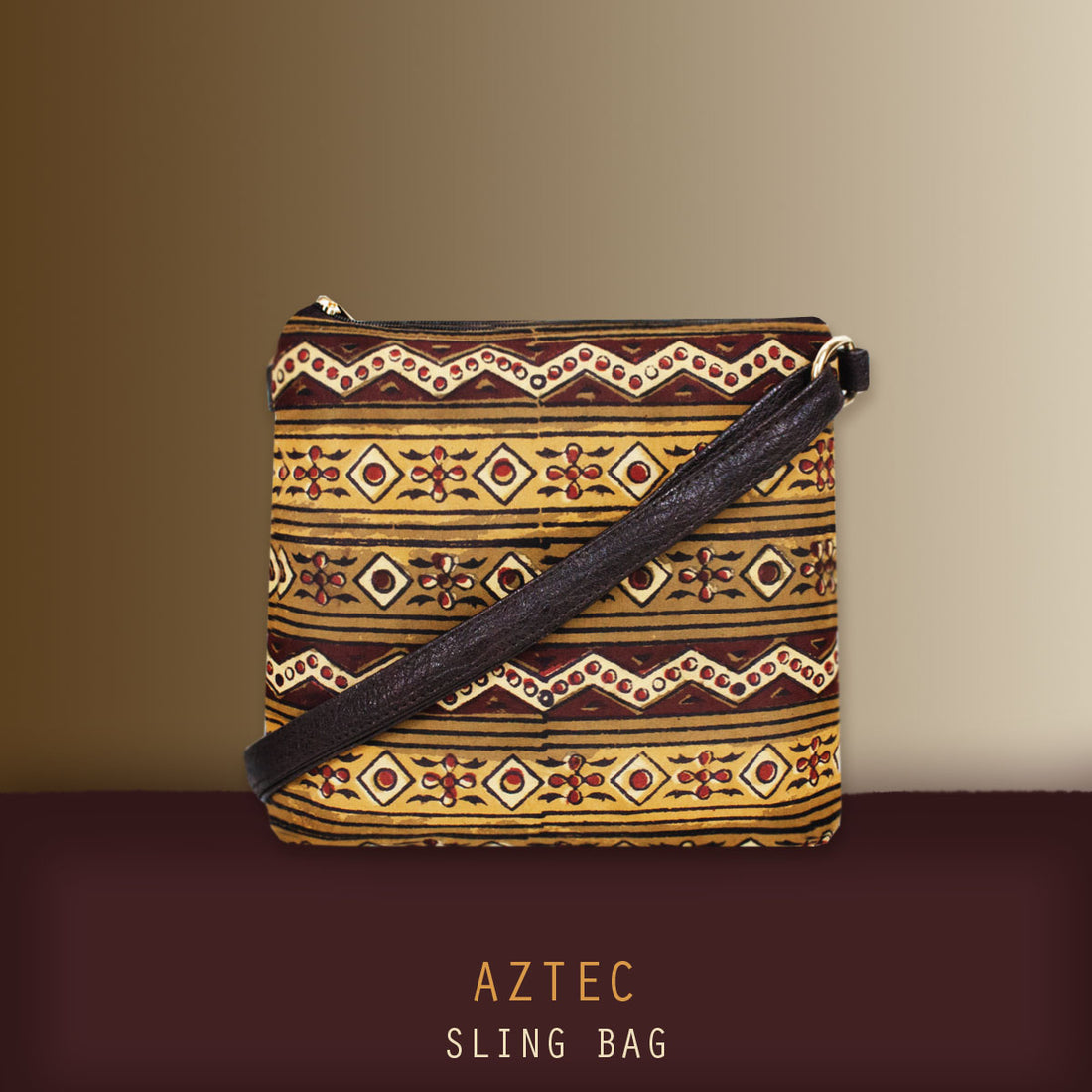 Block-Printed Aztec Sling Bag
