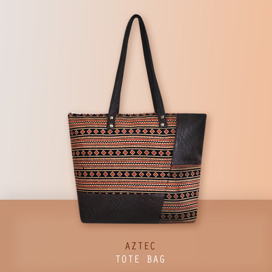 Aztec Block Printed Tote Bag