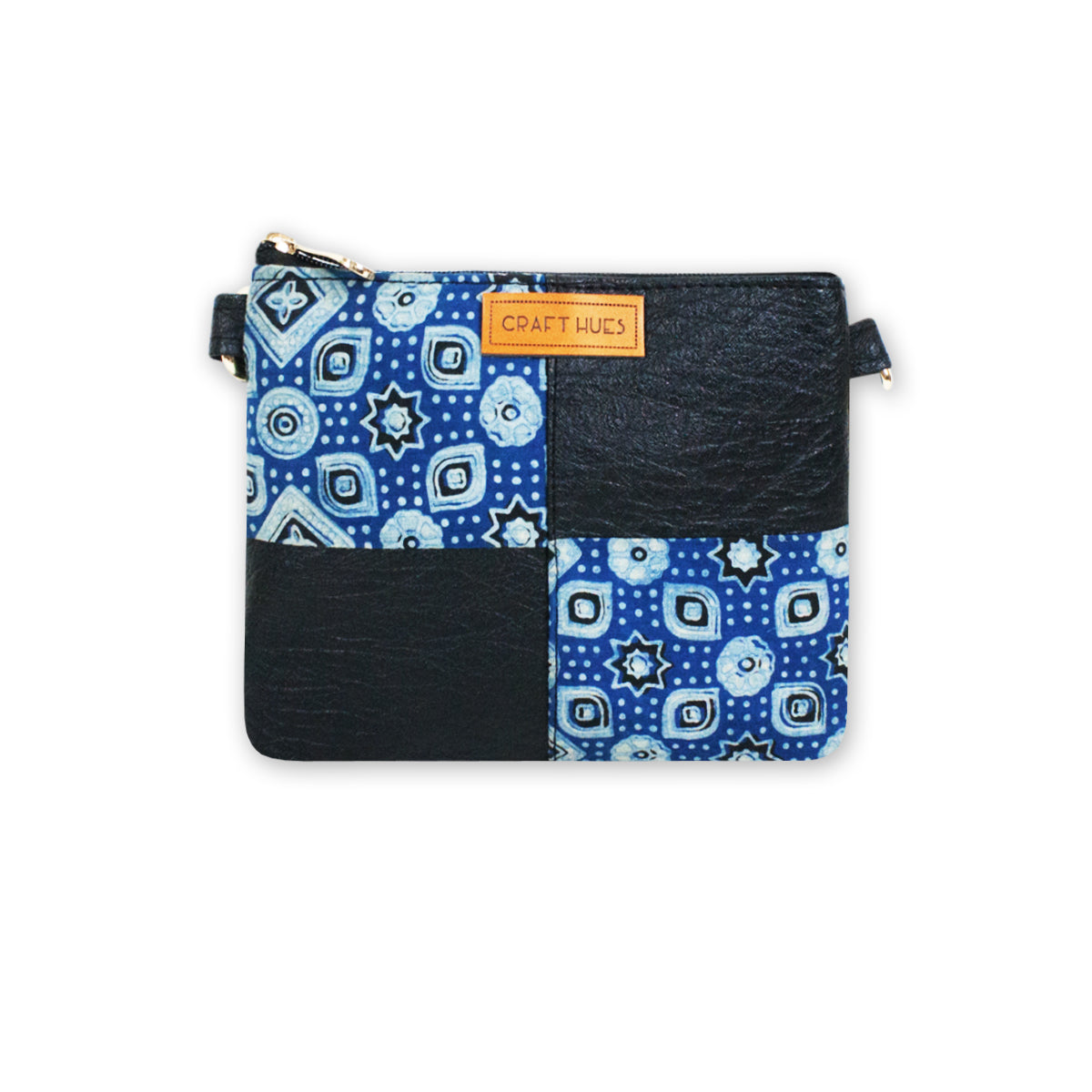 Ajrakh leather sling bag main image 1