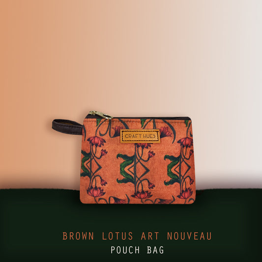 Brown Lotus Art Nouveau Multi-purpose Pouch