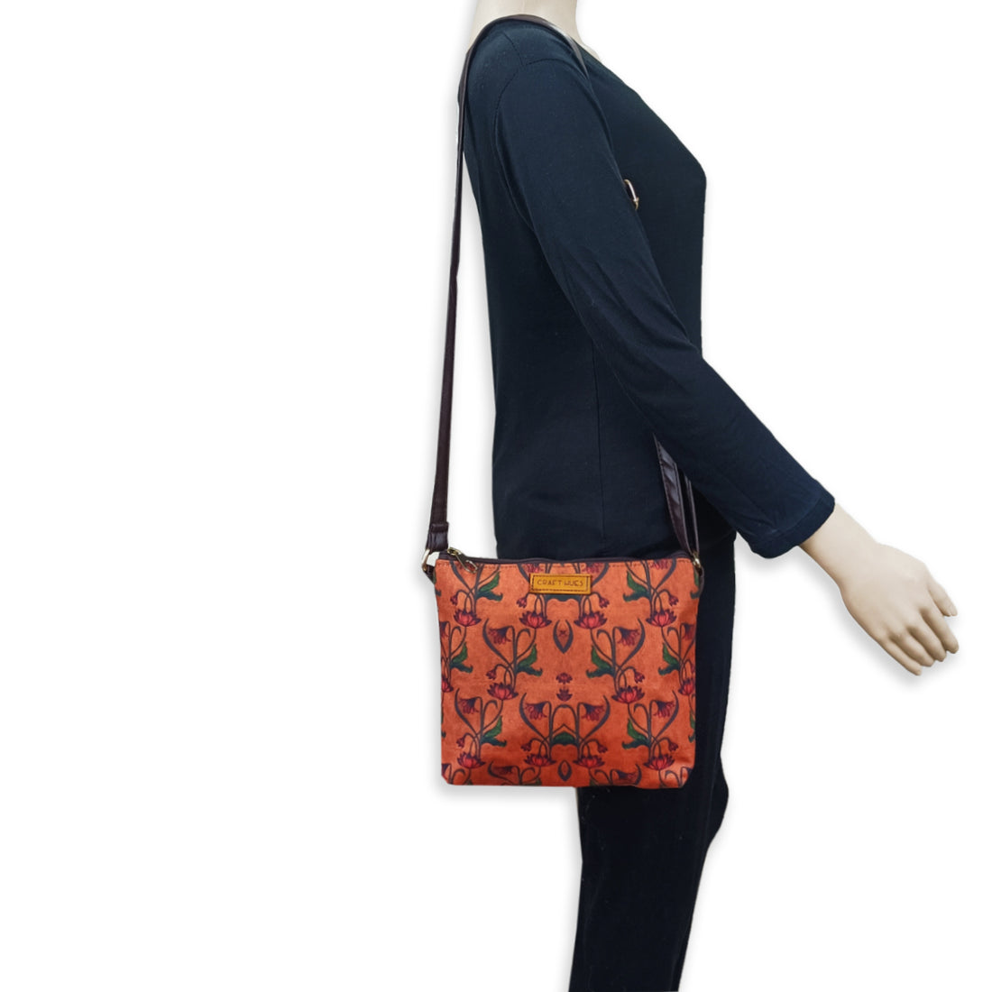 Brown Lotus Art Nouveau Sling Bag