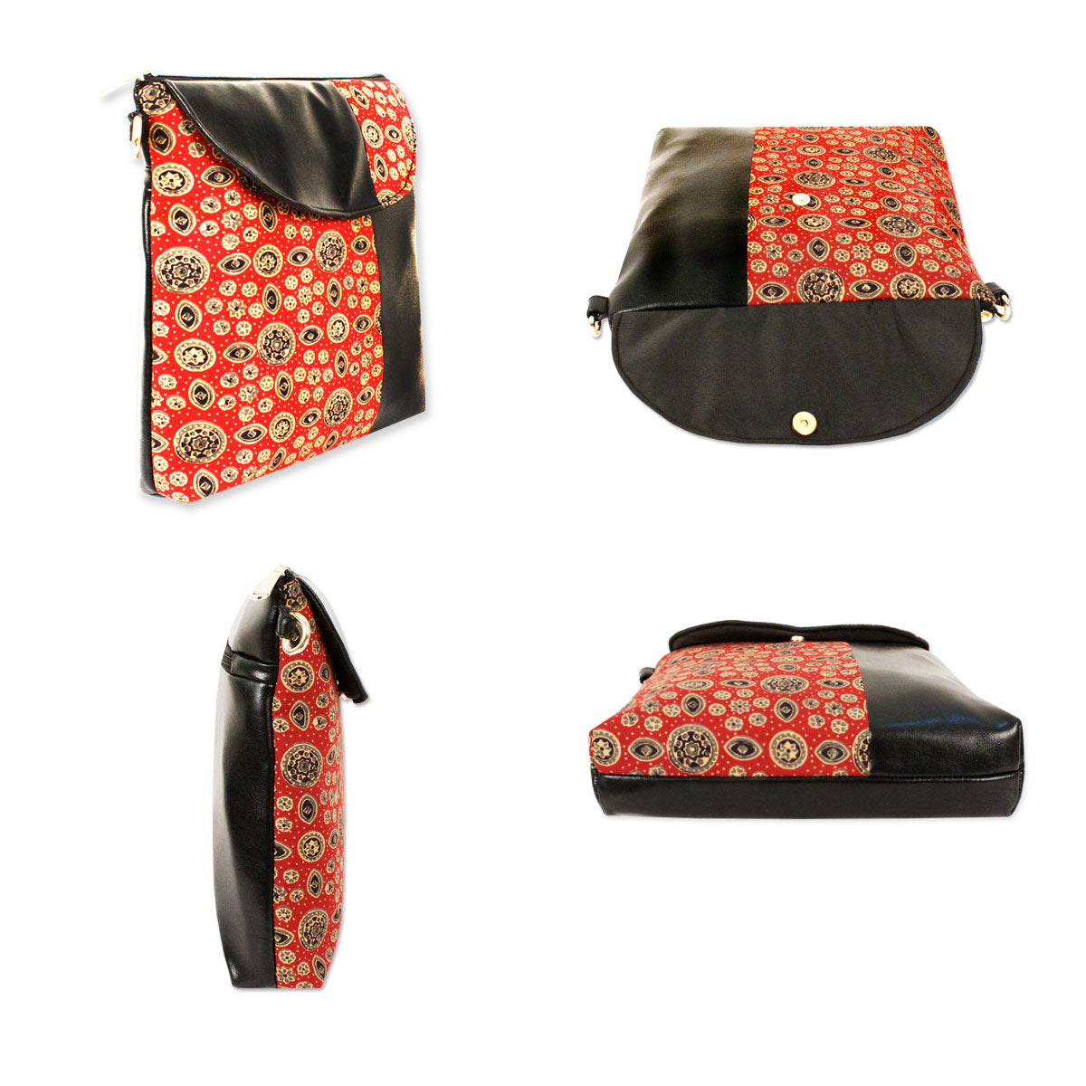 Red Ajrakh Messenger Pouch Combo