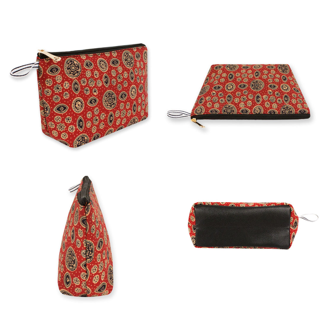 Red Ajrakh Messenger Pouch Combo