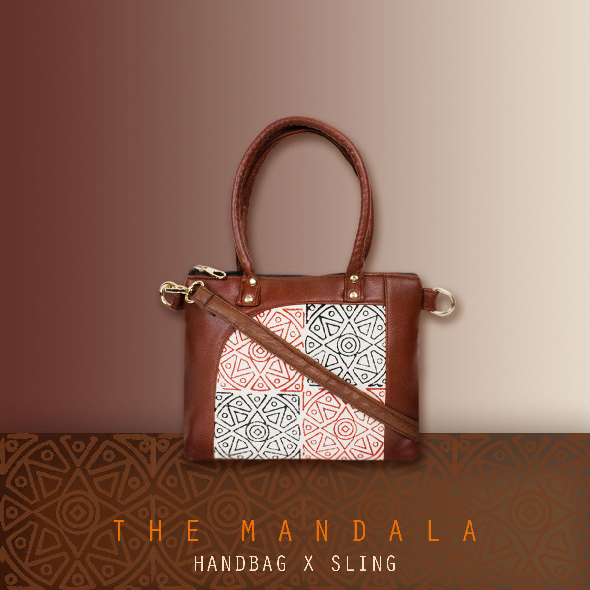Block-Printed Mandala Handbag with Sling