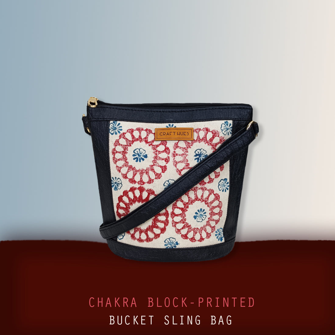 Chakra Block-Printed Bucket Sling Bag