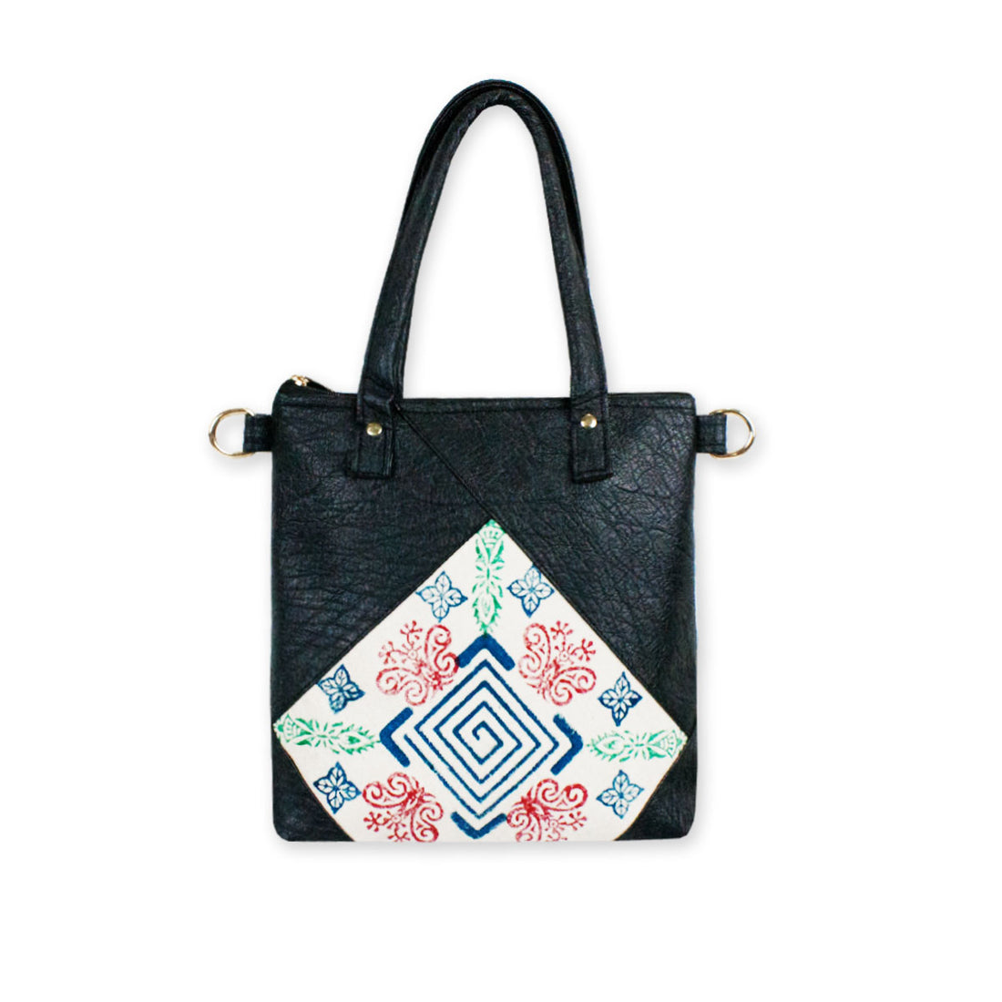 Block-Printed Diamond Handbag with Sling