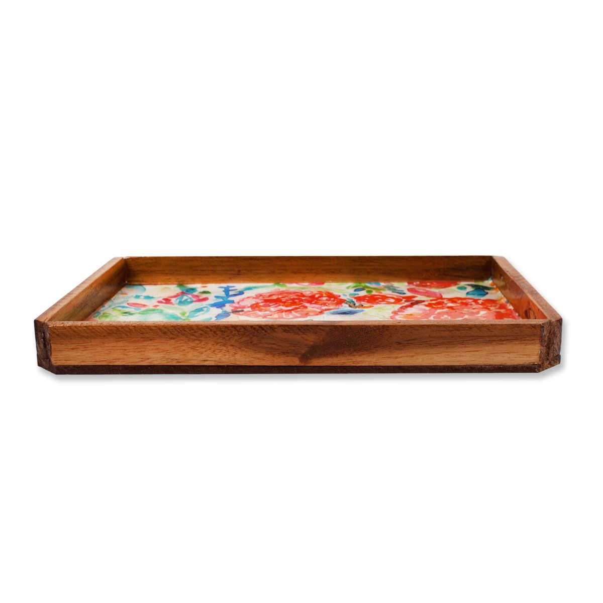 Red Floral Rectangle Serving Tray