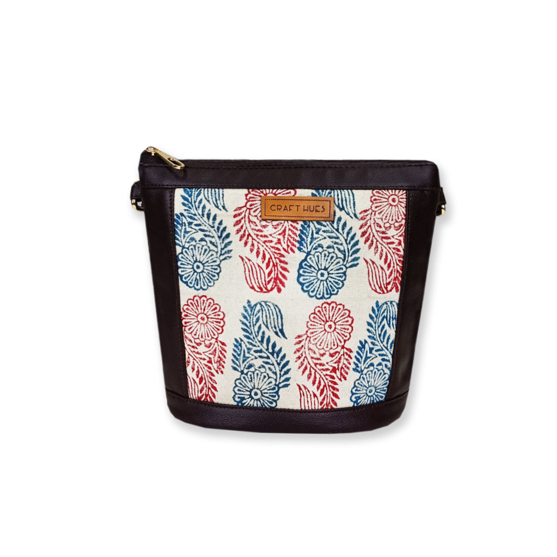 Indian Flower Block-Printed Bucket Sling Bag