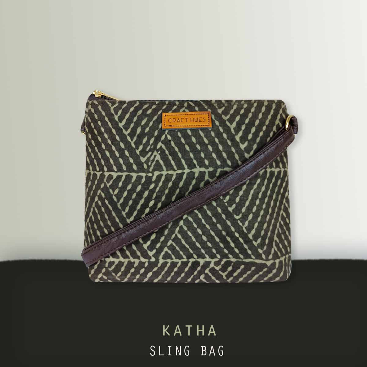 Block-Printed Katha Sling Bag