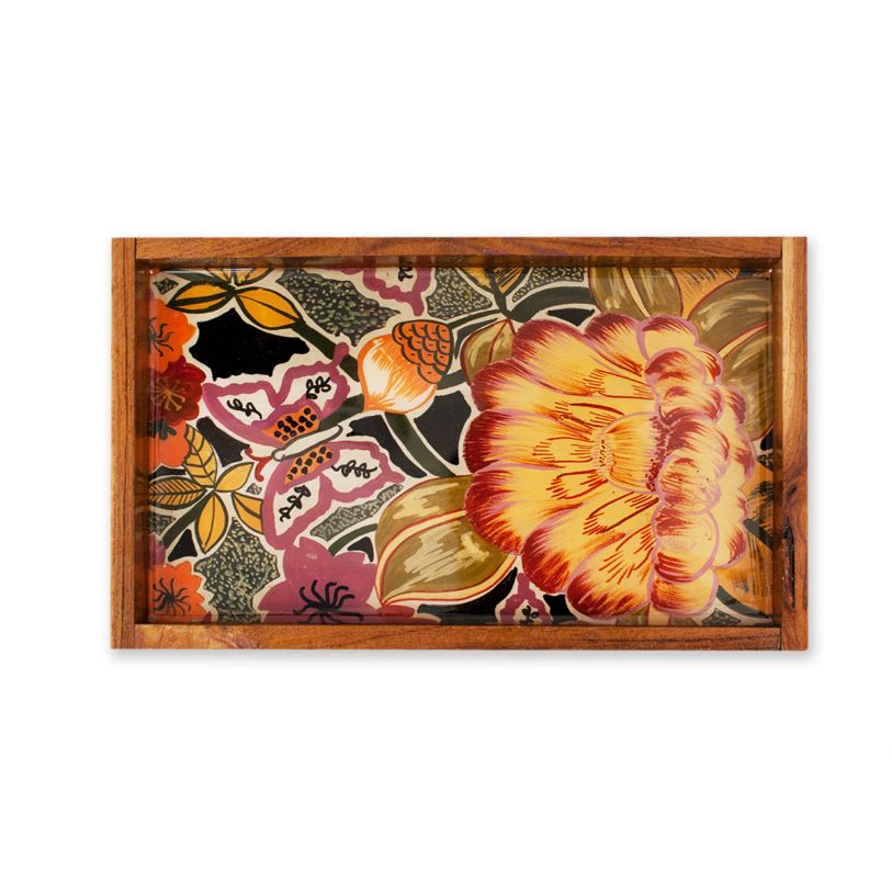 Large Flower Small Rectangle Serving Tray