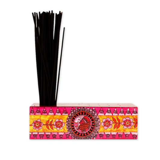 Pink Madhubani Agarbatti Stand and Storage Box