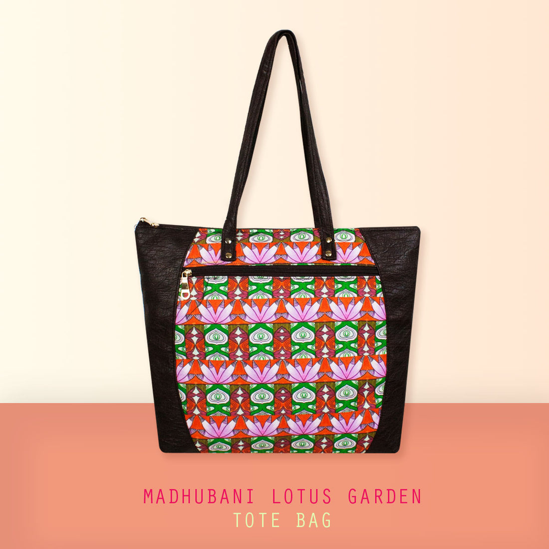 Madhubani Lotus Garden Tote Bag