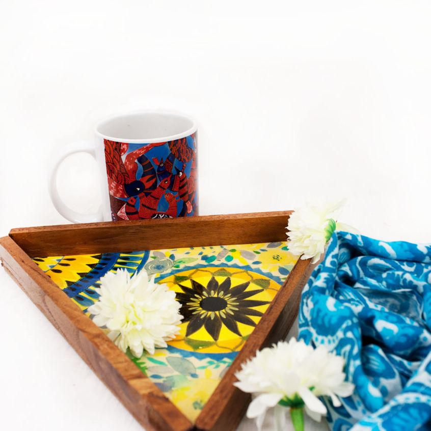 Mandala Floral Triangle Serving Tray